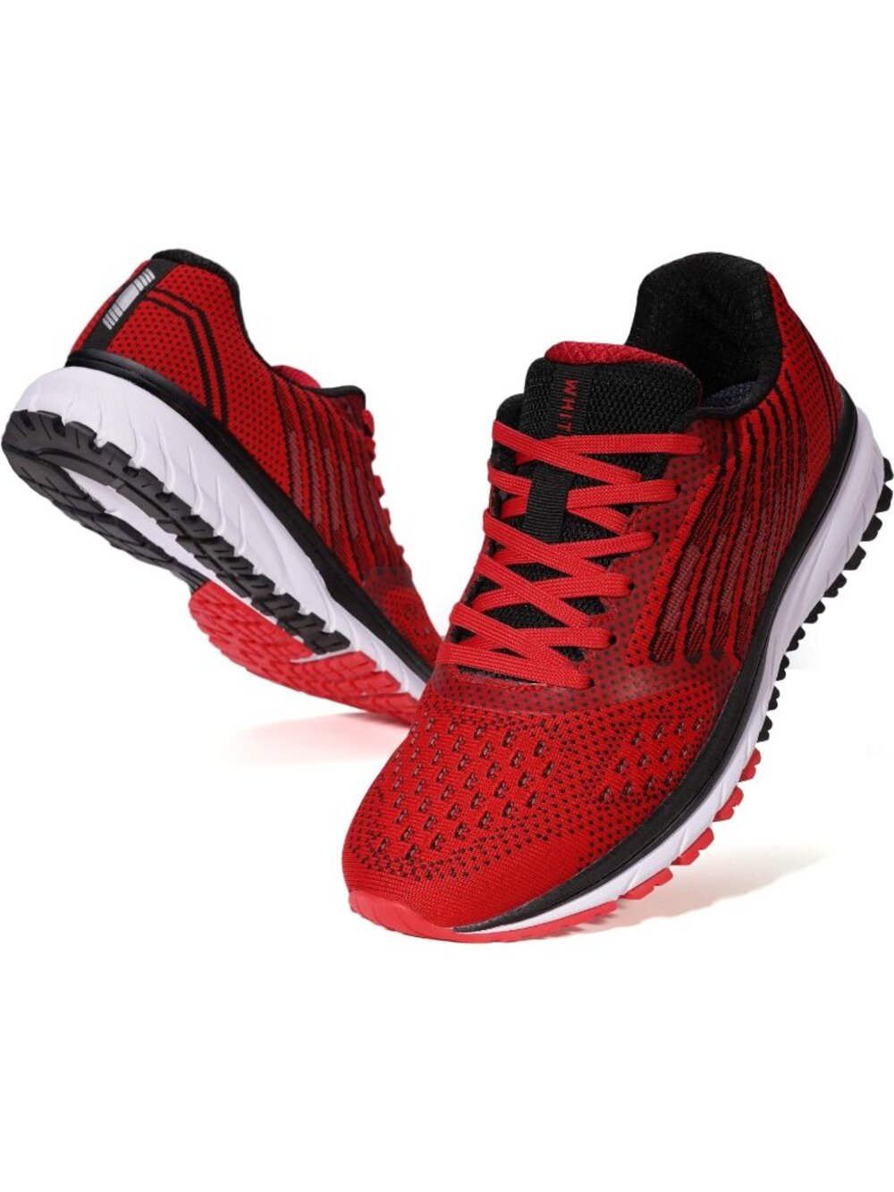 Joomra Men's Red Closed Toe Cushioned Athletic Lace Up Sneakers Shoes